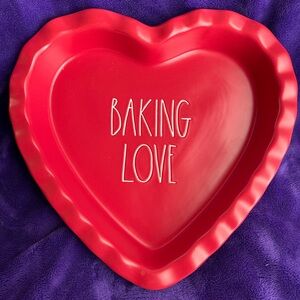 Rae Dunn red “Baking Love” frill edge baking dish LIKE NEW
